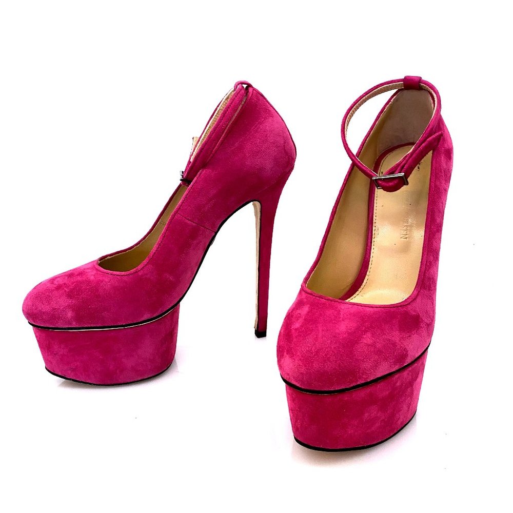 Olcay Gulsen Fucsia Suede Heels Pumps